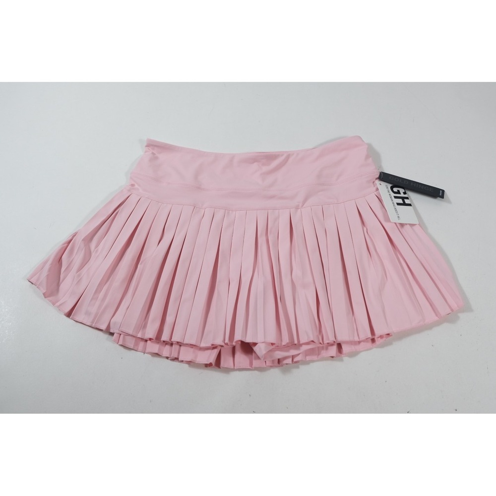 Gold Hinge Tennis Skirt Womens XL Pink Almond Blossom Pleated Athleisure JK22011